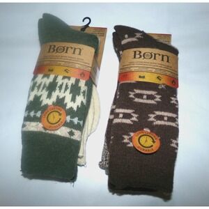 BORN Men Socks Long Lasting Durable WOOL Blend Thermal Full Cushion 4 Pairs-New